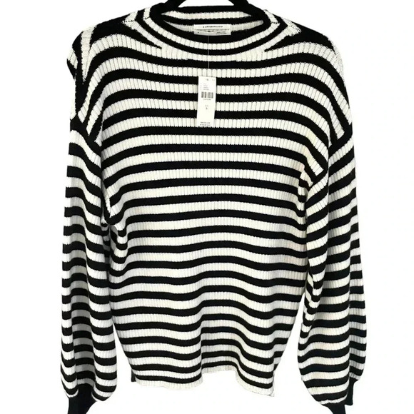 Anthropologie Line & Dot Sweater Black White Striped - Picture 1 of 5